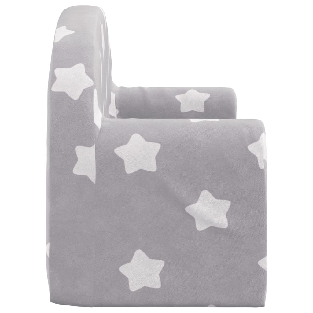 Kinderslaapbank 2-zits met sterren zacht pluche lichtgrijs is nu te koop bij PeponiXL, paradijselijk wonen!