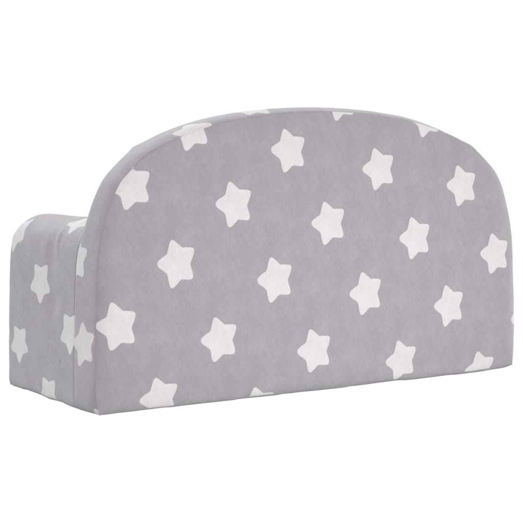 Kinderslaapbank 2-zits met sterren zacht pluche lichtgrijs is nu te koop bij PeponiXL, paradijselijk wonen!