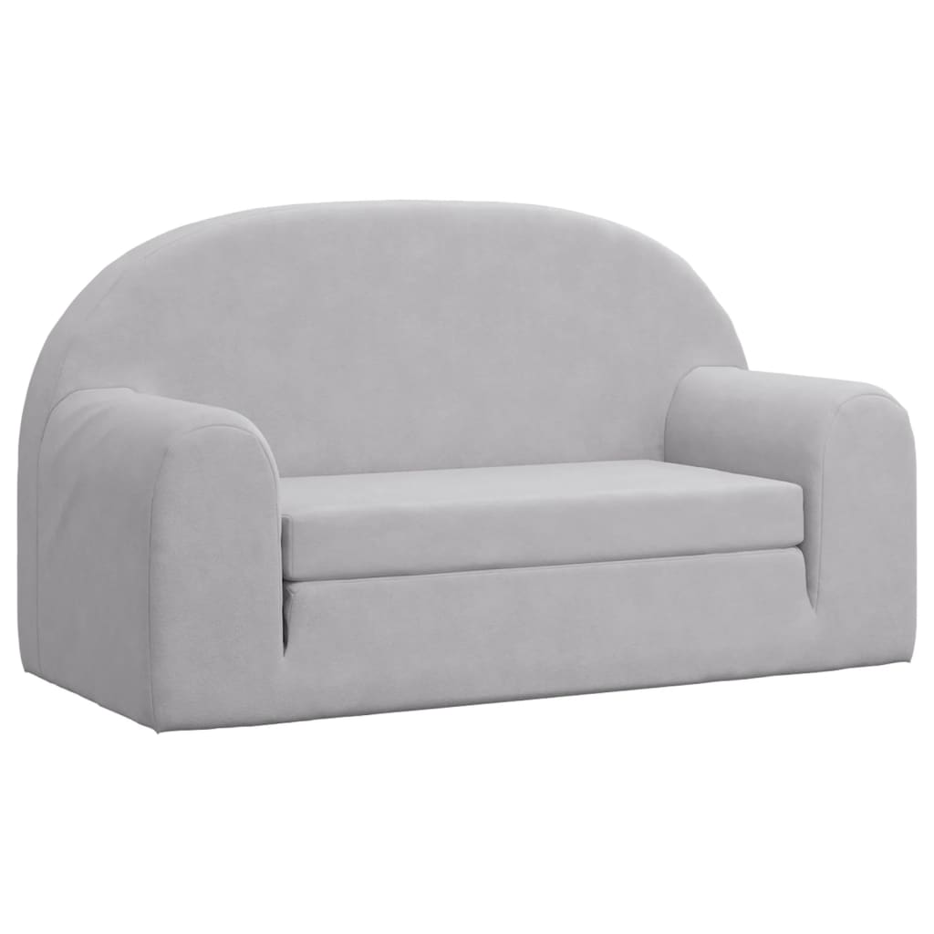 Kinderslaapbank 2-zits zacht pluche lichtgrijs is nu te koop bij PeponiXL, paradijselijk wonen!