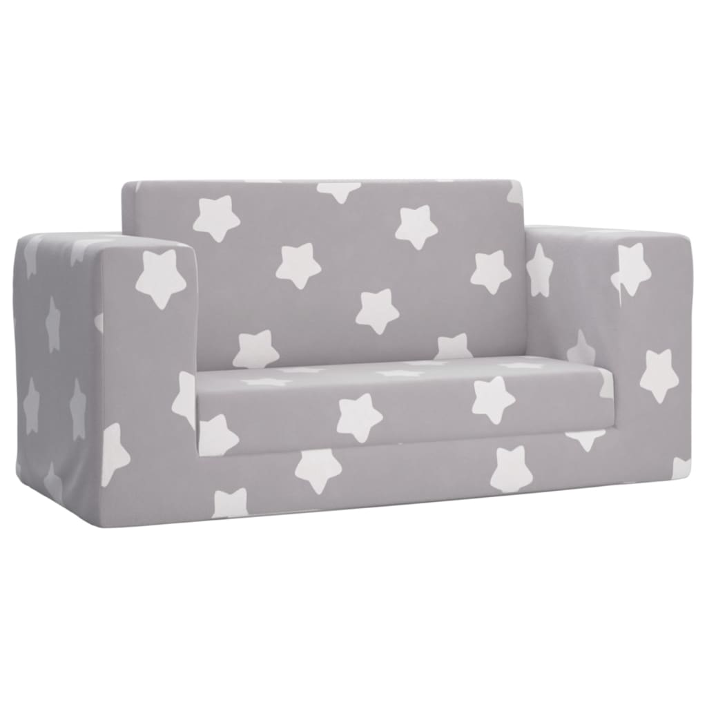 Kinderslaapbank 2-zits met sterren zacht pluche lichtgrijs is nu te koop bij PeponiXL, paradijselijk wonen!