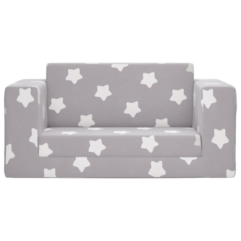 Kinderslaapbank 2-zits met sterren zacht pluche lichtgrijs is nu te koop bij PeponiXL, paradijselijk wonen!