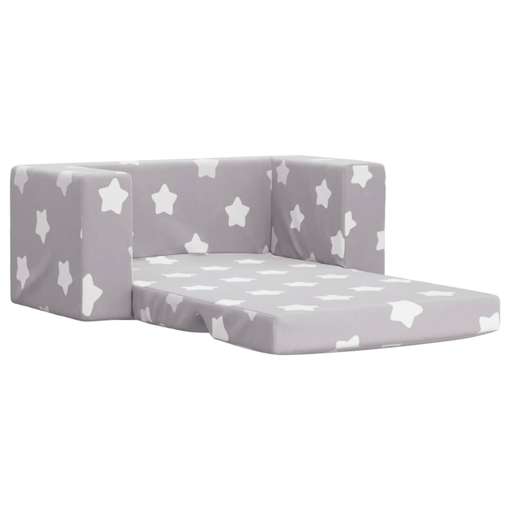 Kinderslaapbank 2-zits met sterren zacht pluche lichtgrijs is nu te koop bij PeponiXL, paradijselijk wonen!