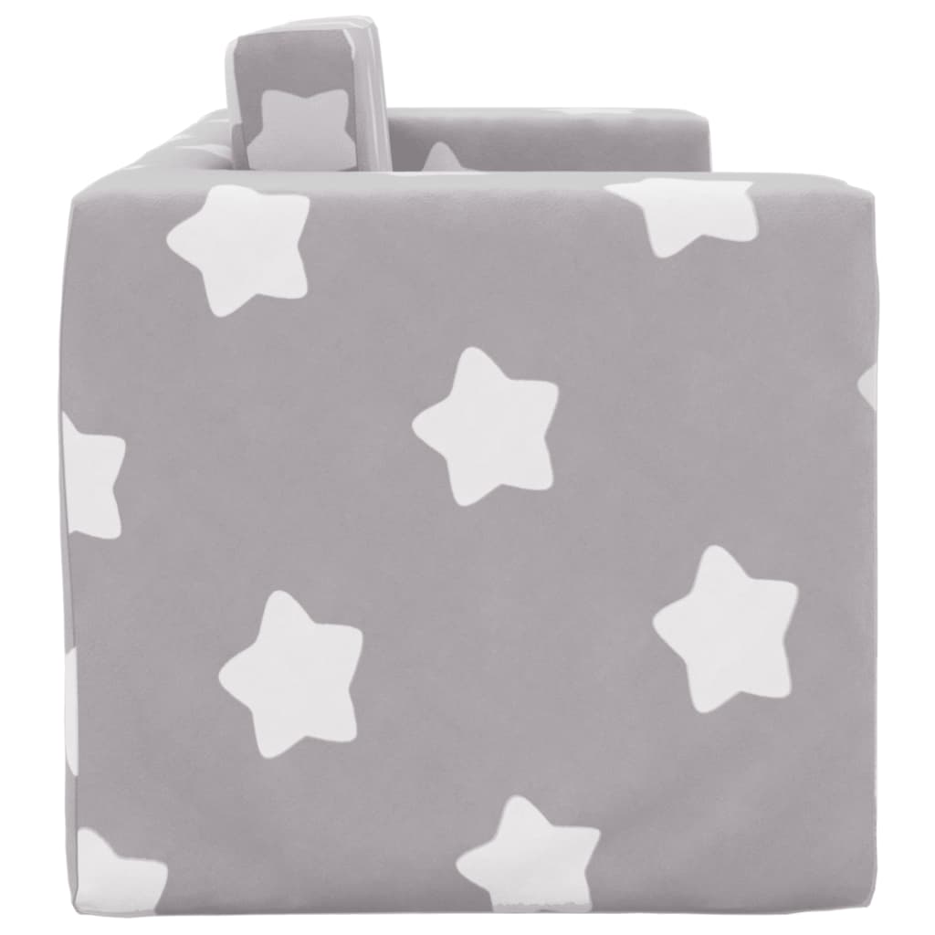Kinderslaapbank 2-zits met sterren zacht pluche lichtgrijs is nu te koop bij PeponiXL, paradijselijk wonen!