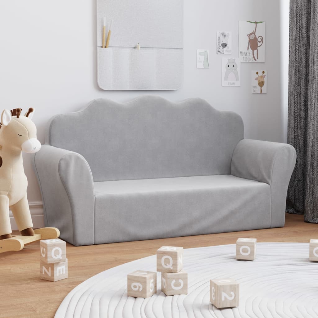 Kinderbank 2-zits zacht pluche lichtgrijs is nu te koop bij PeponiXL, paradijselijk wonen!