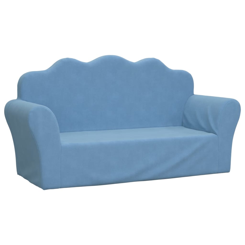 Kinderbank 2-zits zacht pluche blauw is nu te koop bij PeponiXL, paradijselijk wonen!