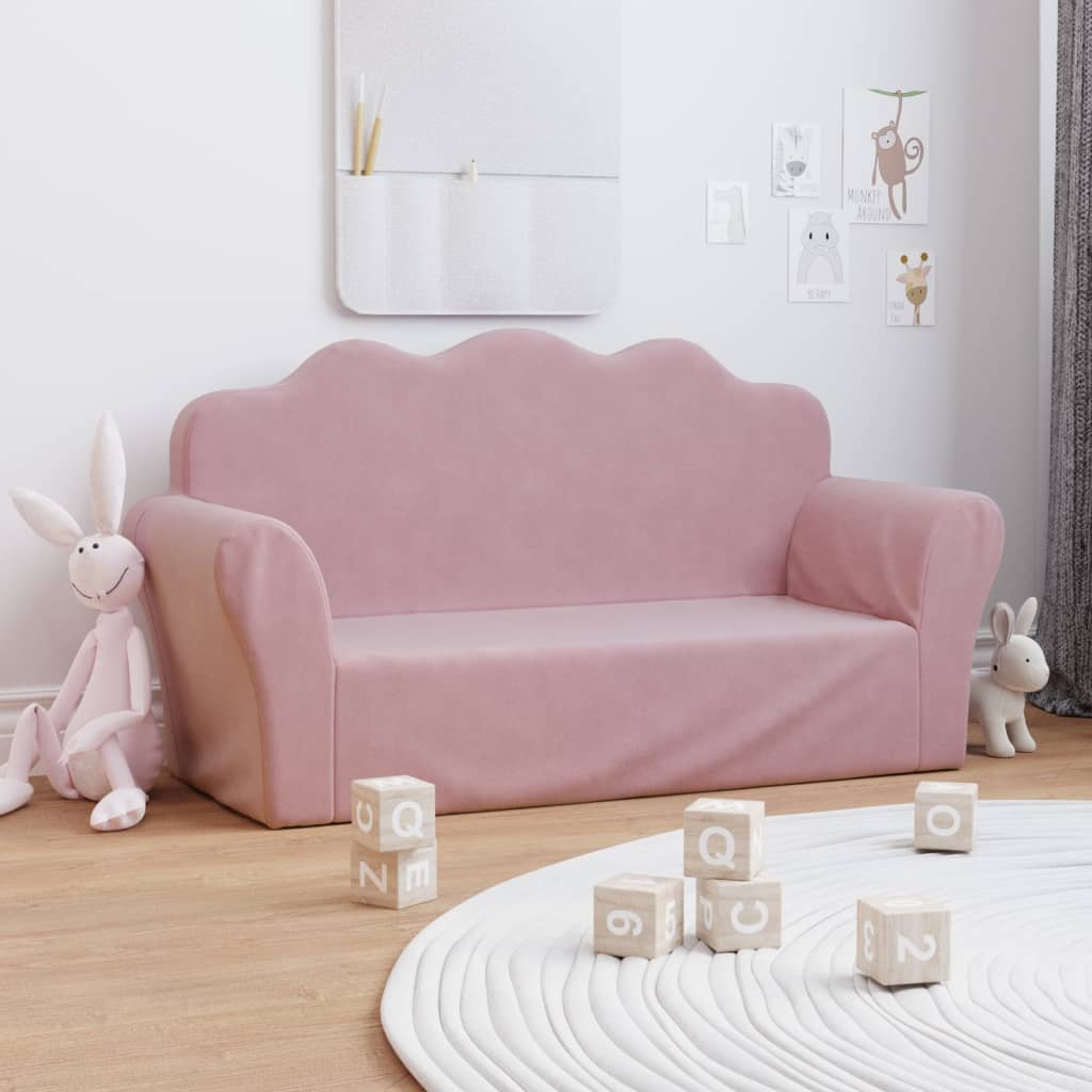 Kinderbank 2-zits roze zacht pluche is nu te koop bij PeponiXL, paradijselijk wonen!
