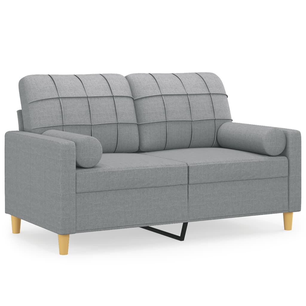 Tweezitsbank met sierkussens 120 cm stof lichtgrijs is nu te koop bij PeponiXL, paradijselijk wonen!