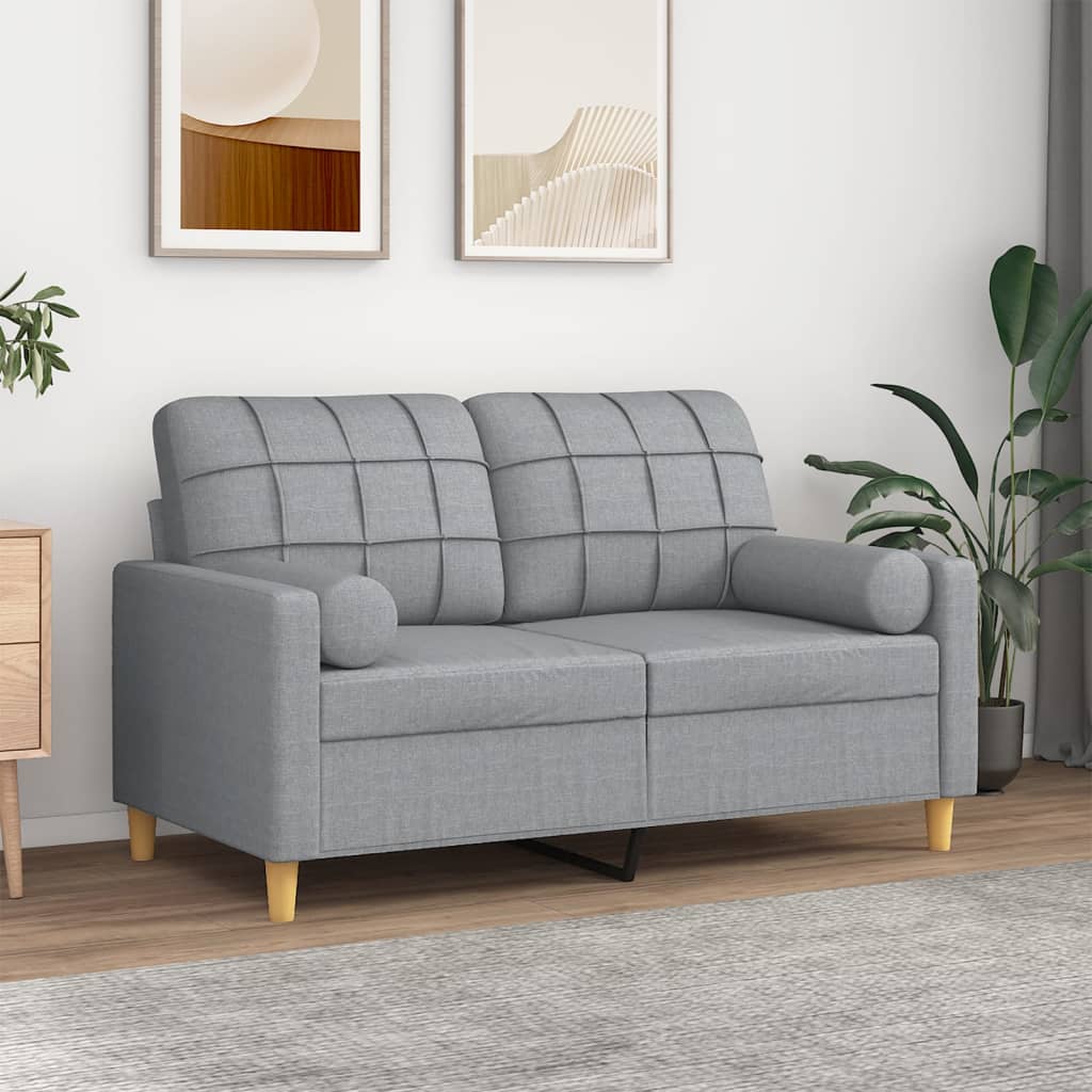 Tweezitsbank met sierkussens 120 cm stof lichtgrijs is nu te koop bij PeponiXL, paradijselijk wonen!