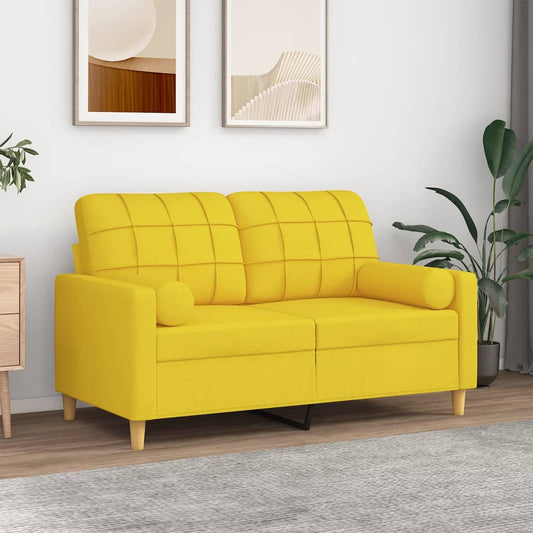 Tweezitsbank met sierkussens 120 cm stof lichtgeel is nu te koop bij PeponiXL, paradijselijk wonen!