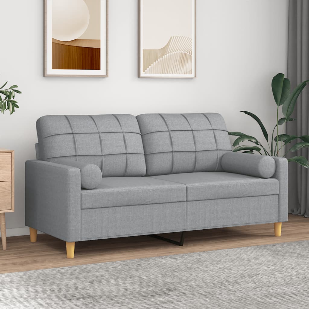 Tweezitsbank met sierkussens 140 cm stof lichtgrijs is nu te koop bij PeponiXL, paradijselijk wonen!
