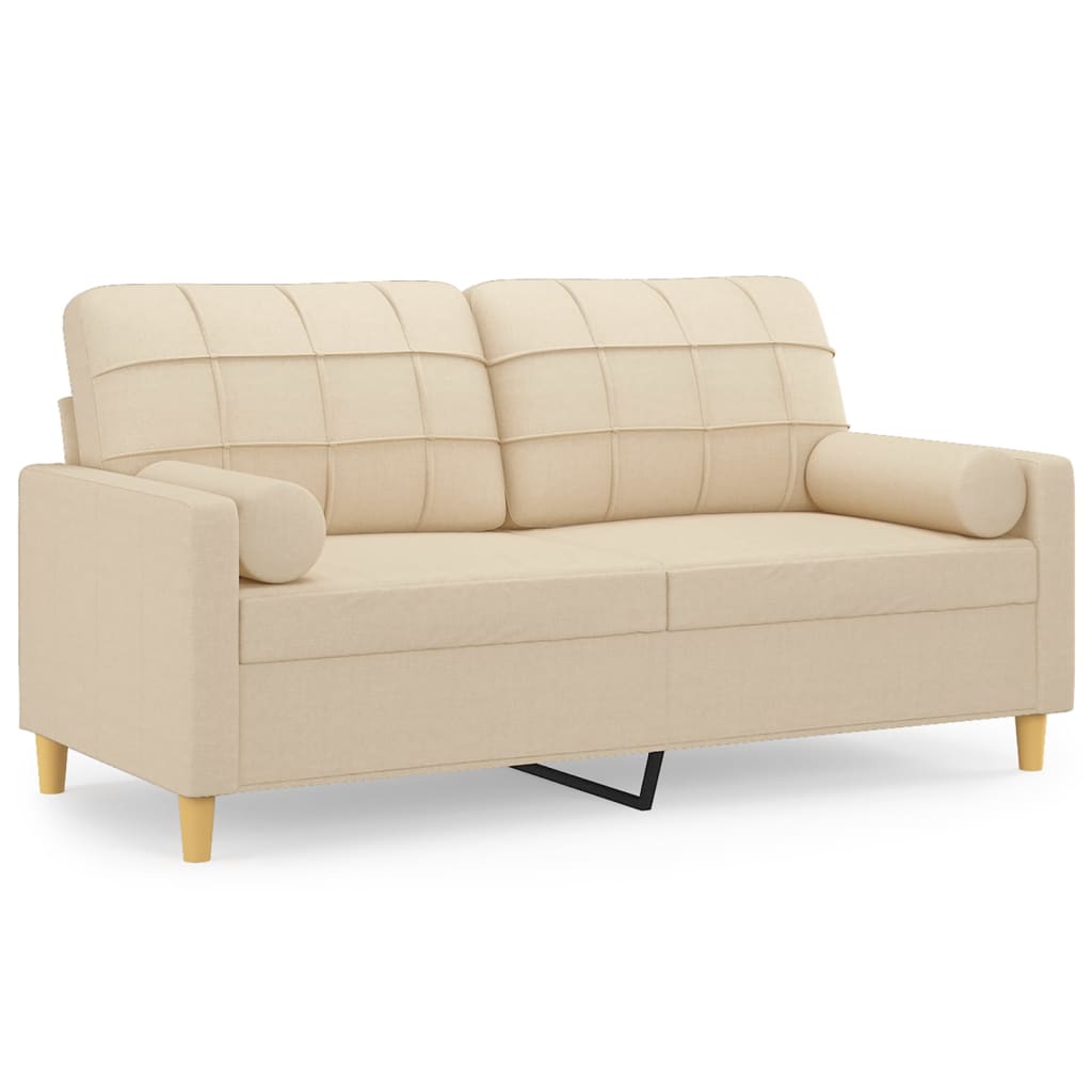 Tweezitsbank met sierkussens 140 cm stof crèmekleurig is nu te koop bij PeponiXL, paradijselijk wonen!