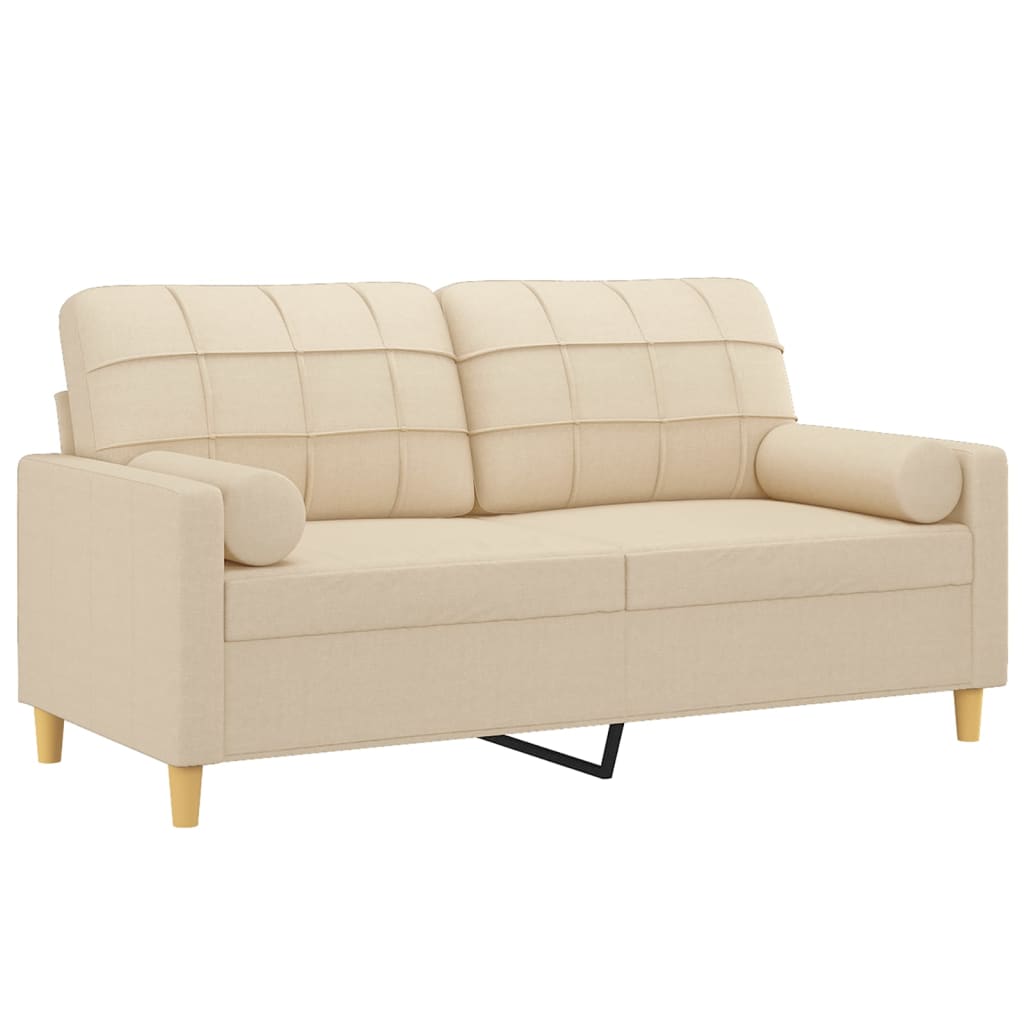 Tweezitsbank met sierkussens 140 cm stof crèmekleurig is nu te koop bij PeponiXL, paradijselijk wonen!