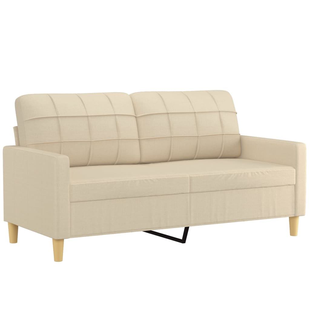Tweezitsbank met sierkussens 140 cm stof crèmekleurig is nu te koop bij PeponiXL, paradijselijk wonen!