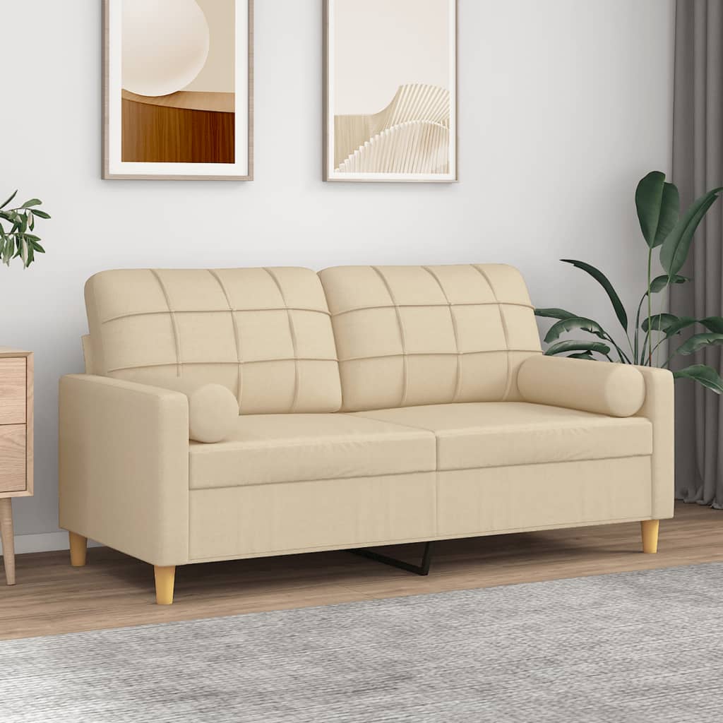 Tweezitsbank met sierkussens 140 cm stof crèmekleurig is nu te koop bij PeponiXL, paradijselijk wonen!