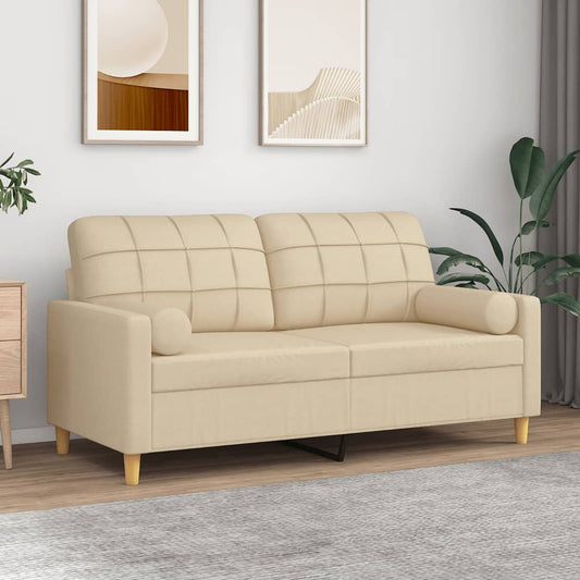 Tweezitsbank met sierkussens 140 cm stof crèmekleurig is nu te koop bij PeponiXL, paradijselijk wonen!