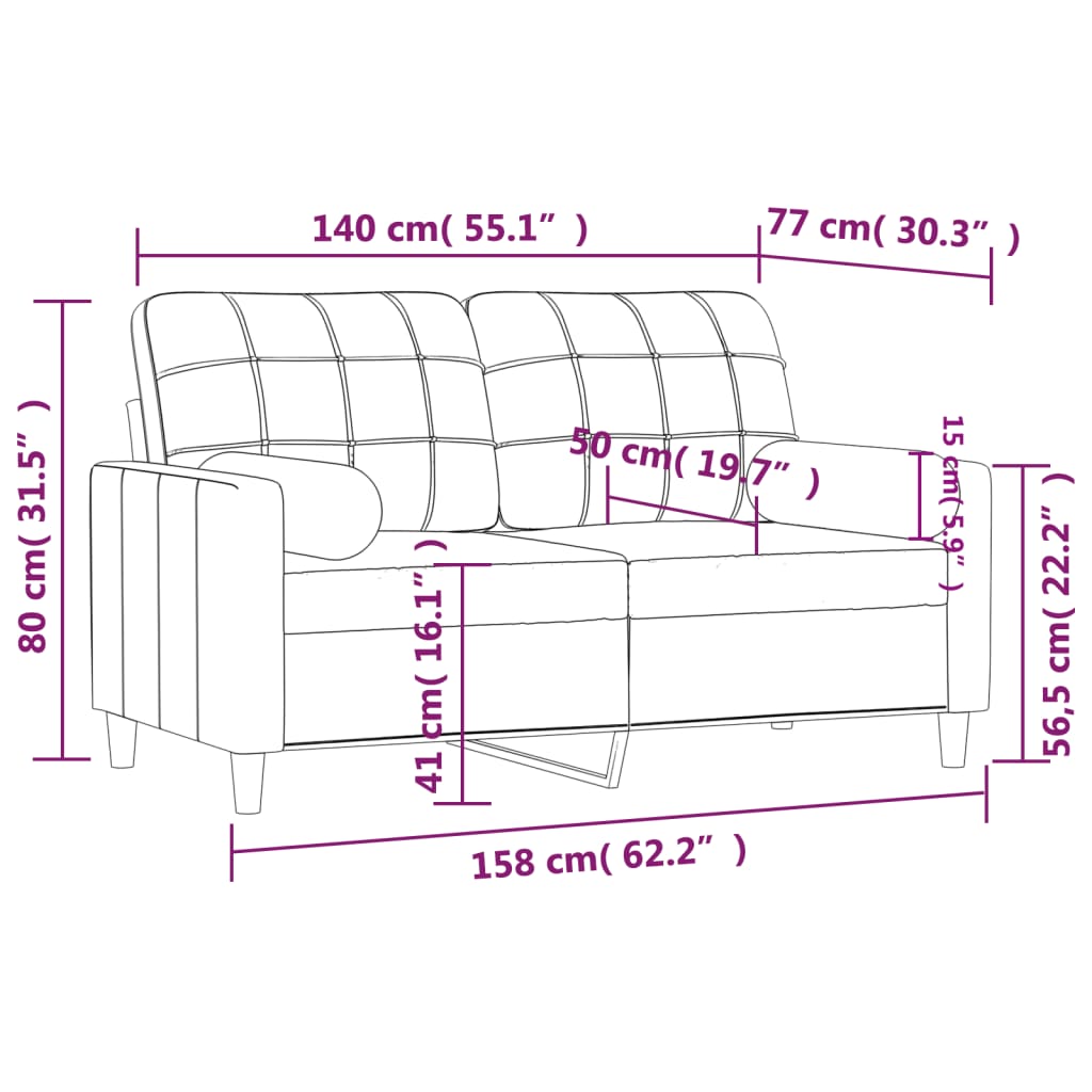 Tweezitsbank met sierkussens 140 cm stof zwart is nu te koop bij PeponiXL, paradijselijk wonen!