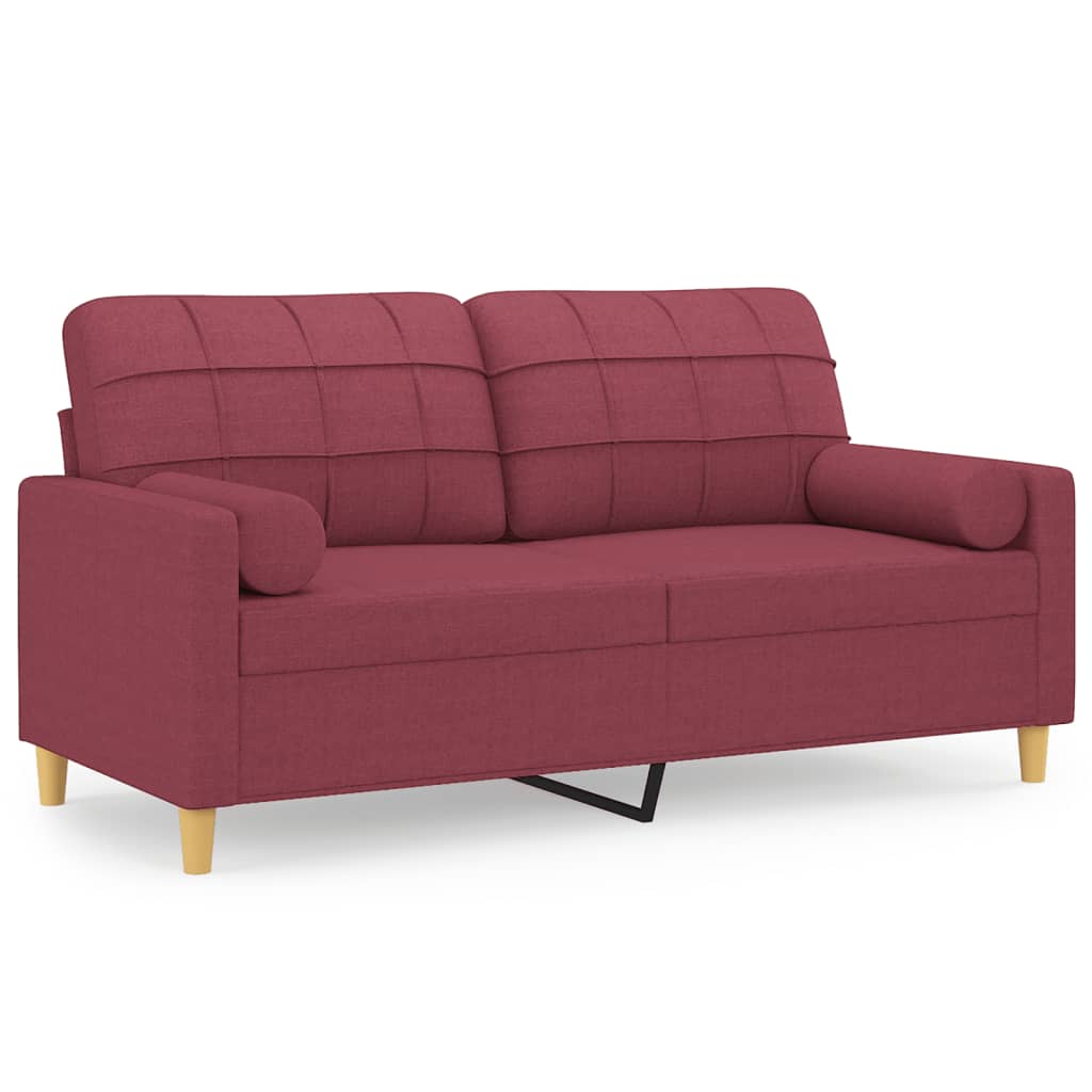 Tweezitsbank met sierkussens 140 cm stof wijnrood is nu te koop bij PeponiXL, paradijselijk wonen!