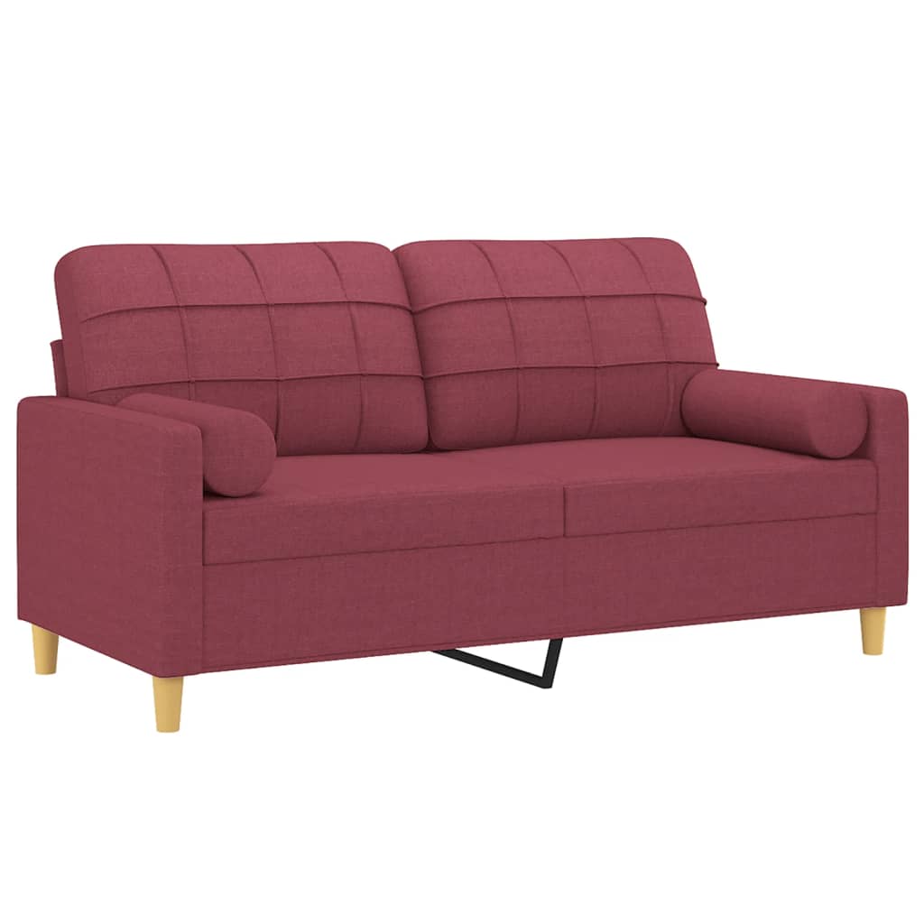 Tweezitsbank met sierkussens 140 cm stof wijnrood is nu te koop bij PeponiXL, paradijselijk wonen!