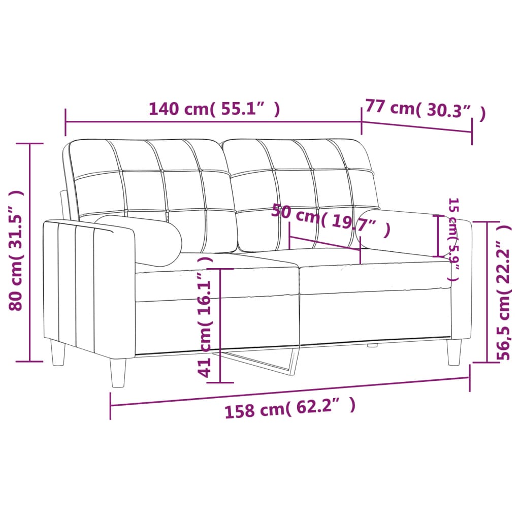 Tweezitsbank met sierkussens 140 cm stof wijnrood is nu te koop bij PeponiXL, paradijselijk wonen!