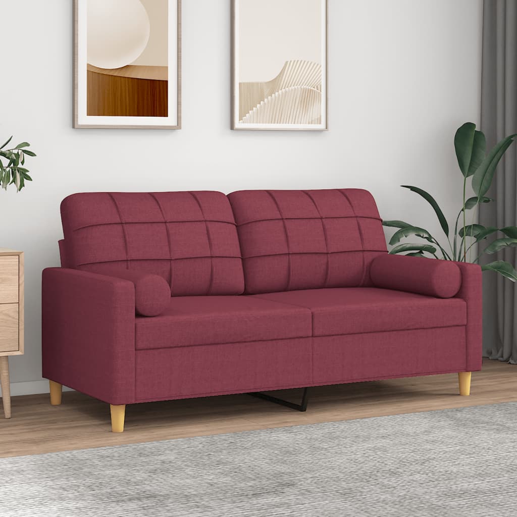 Tweezitsbank met sierkussens 140 cm stof wijnrood is nu te koop bij PeponiXL, paradijselijk wonen!