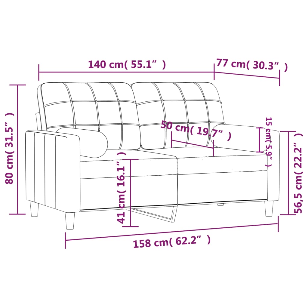 Tweezitsbank met sierkussens 140 cm stof taupe is nu te koop bij PeponiXL, paradijselijk wonen!