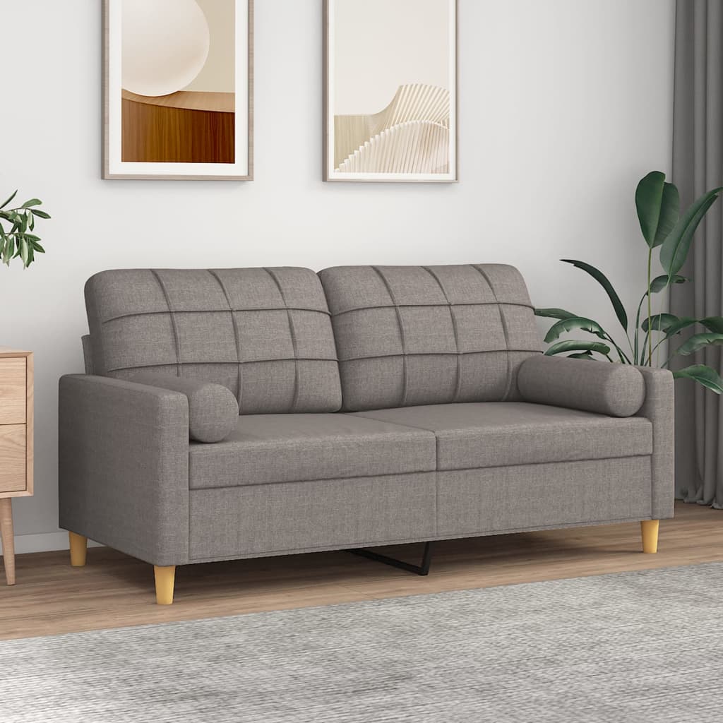 Tweezitsbank met sierkussens 140 cm stof taupe is nu te koop bij PeponiXL, paradijselijk wonen!
