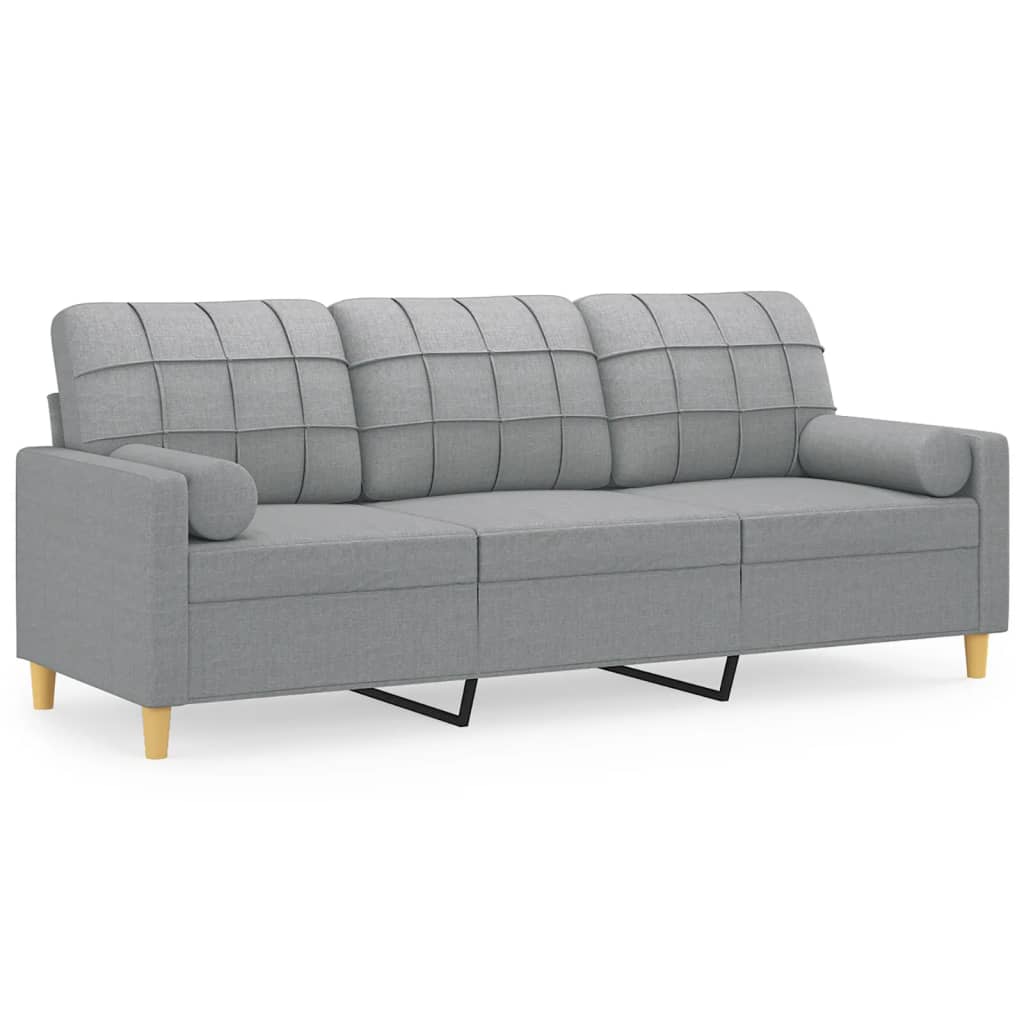 Driezitsbank met sierkussens 180 cm stof lichtgrijs is nu te koop bij PeponiXL, paradijselijk wonen!