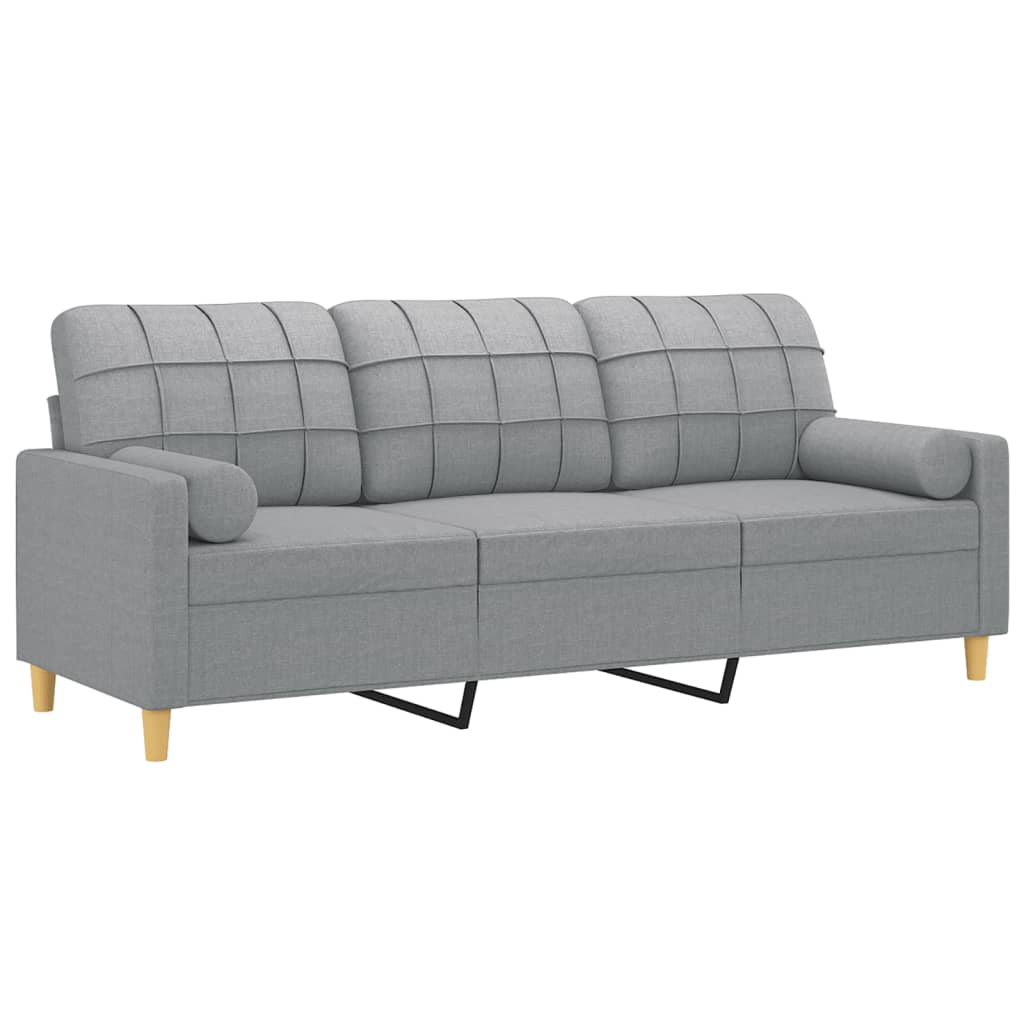 Driezitsbank met sierkussens 180 cm stof lichtgrijs is nu te koop bij PeponiXL, paradijselijk wonen!