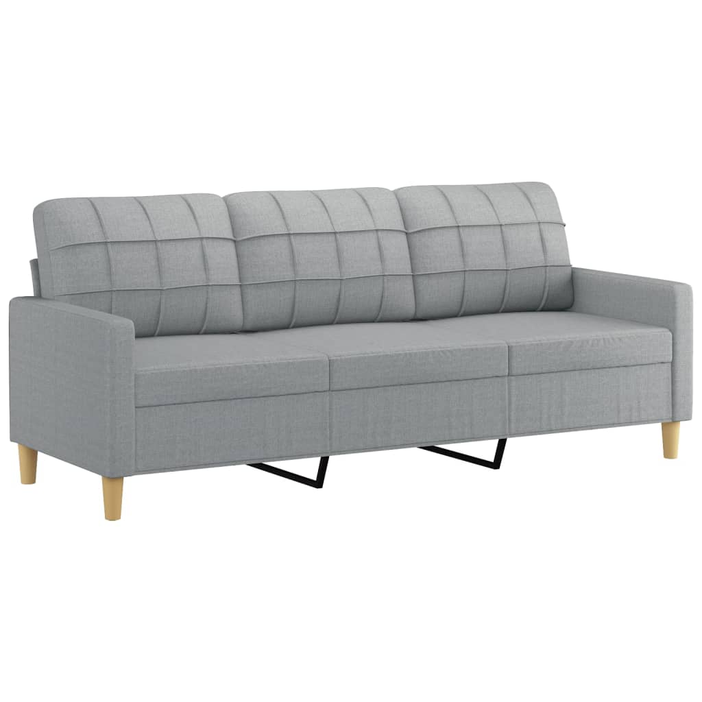 Driezitsbank met sierkussens 180 cm stof lichtgrijs is nu te koop bij PeponiXL, paradijselijk wonen!