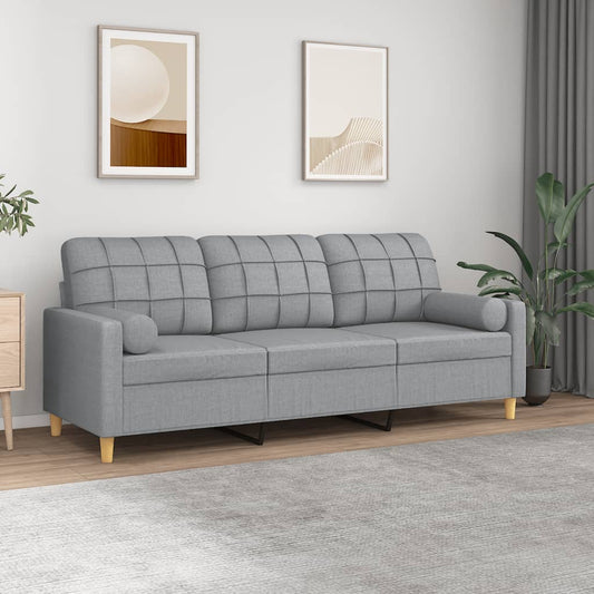 Driezitsbank met sierkussens 180 cm stof lichtgrijs is nu te koop bij PeponiXL, paradijselijk wonen!