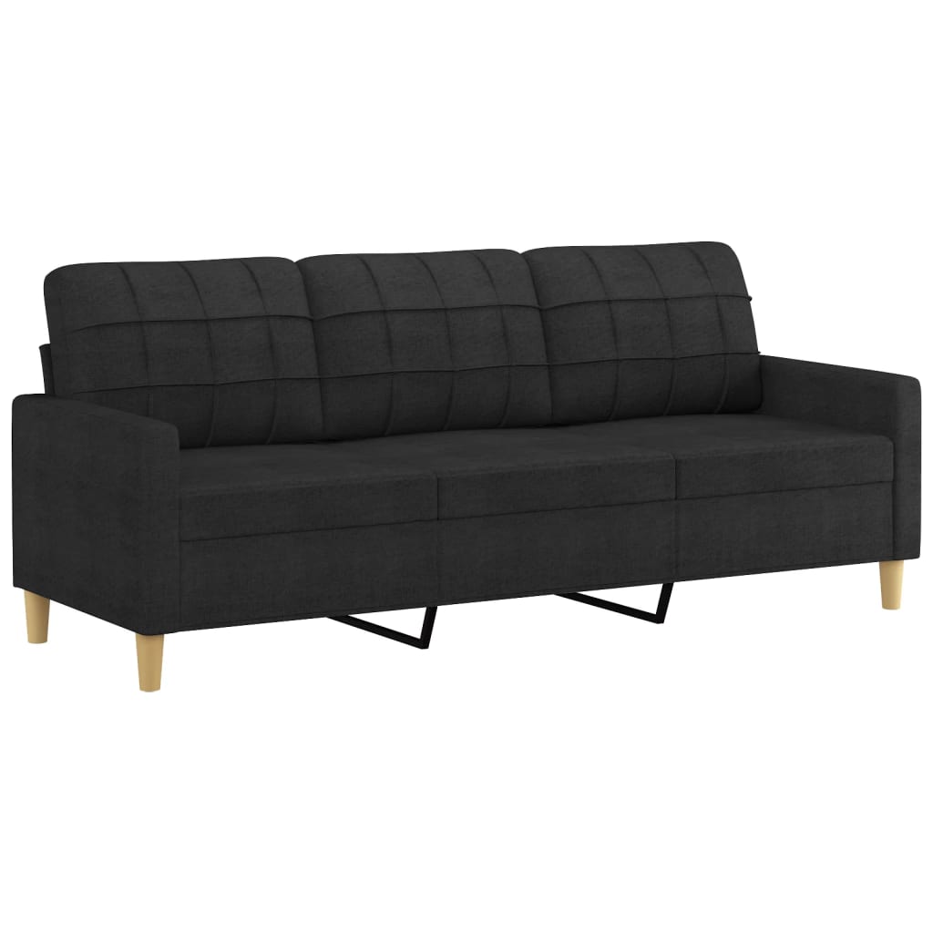 Driezitsbank met sierkussens 180 cm stof zwart is nu te koop bij PeponiXL, paradijselijk wonen!