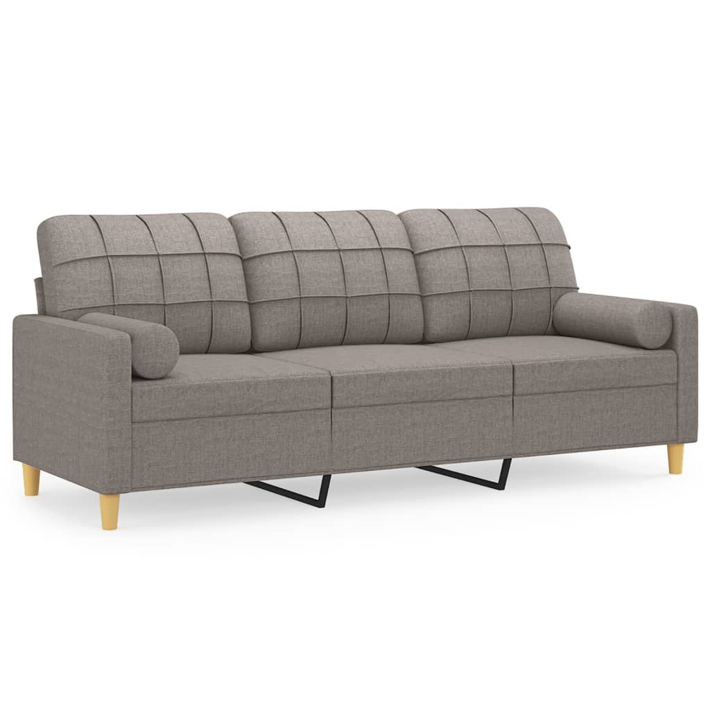 Driezitsbank met sierkussens 180 cm stof taupe is nu te koop bij PeponiXL, paradijselijk wonen!