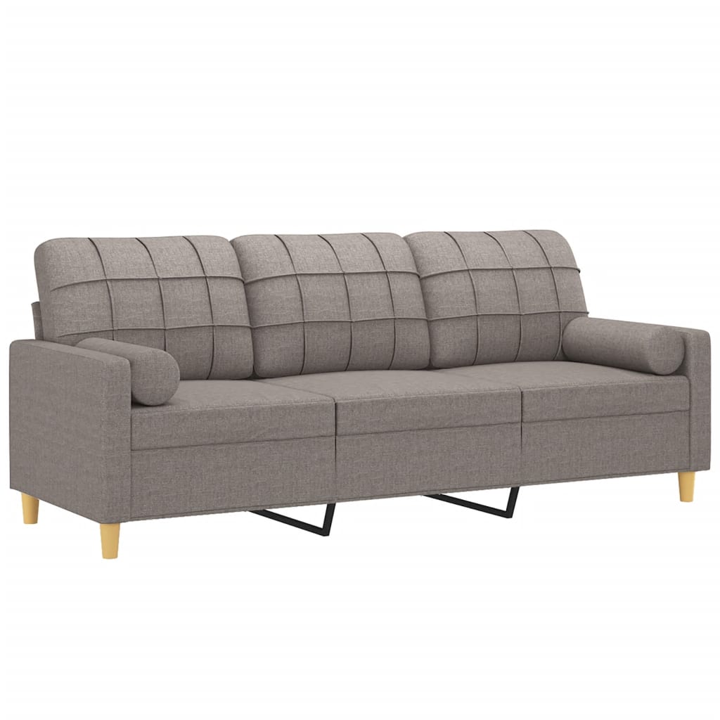 Driezitsbank met sierkussens 180 cm stof taupe is nu te koop bij PeponiXL, paradijselijk wonen!