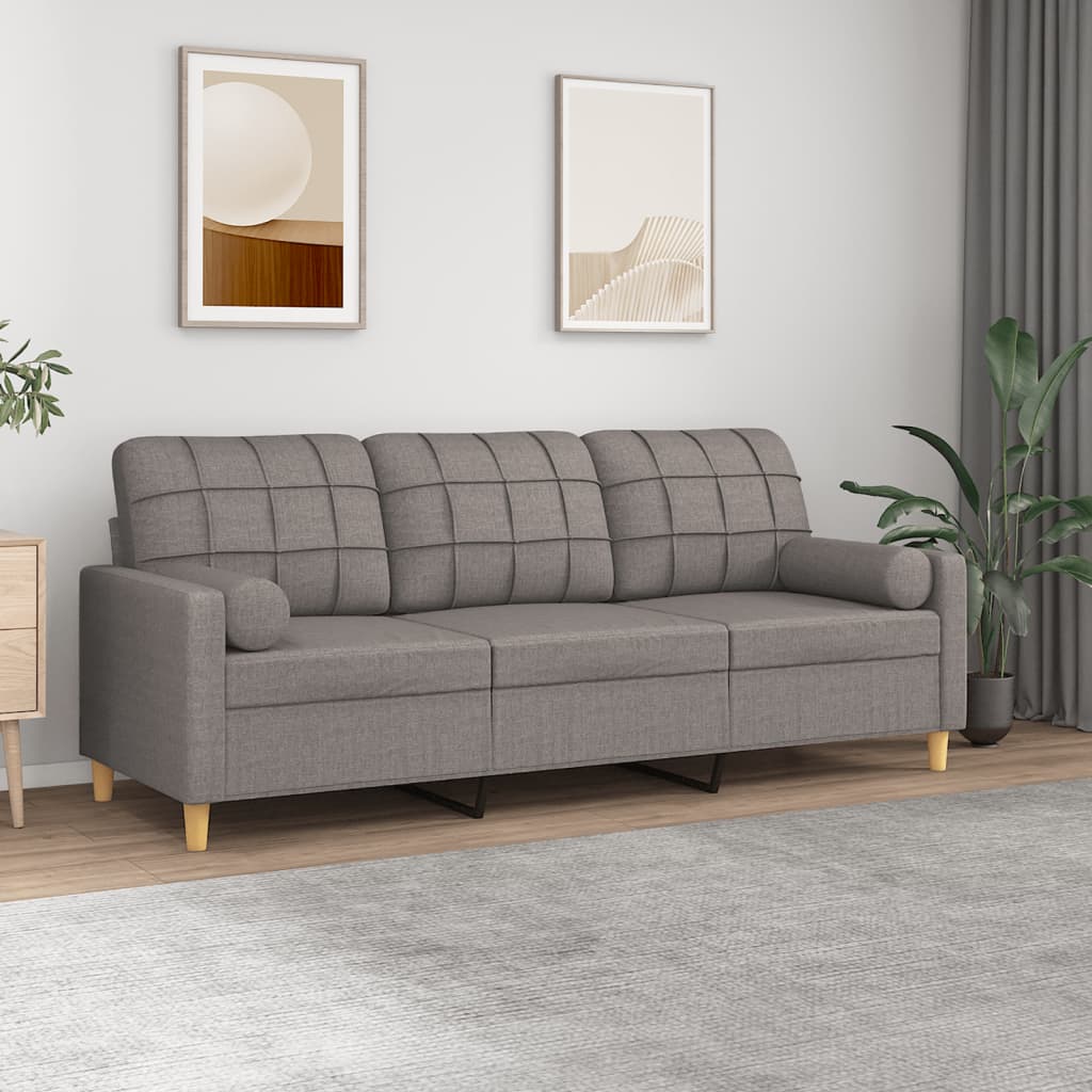 Driezitsbank met sierkussens 180 cm stof taupe is nu te koop bij PeponiXL, paradijselijk wonen!