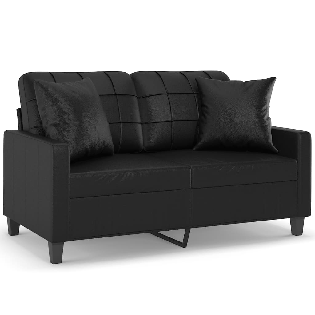 Tweezitsbank met sierkussens 120 cm kunstleer zwart is nu te koop bij PeponiXL, paradijselijk wonen!
