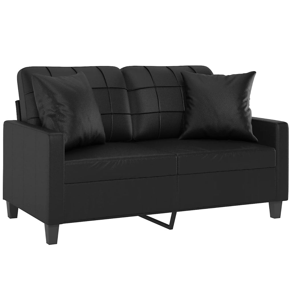 Tweezitsbank met sierkussens 120 cm kunstleer zwart is nu te koop bij PeponiXL, paradijselijk wonen!