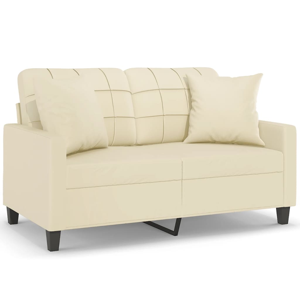 Tweezitsbank met sierkussens 120 cm kunstleer crèmekleurig is nu te koop bij PeponiXL, paradijselijk wonen!