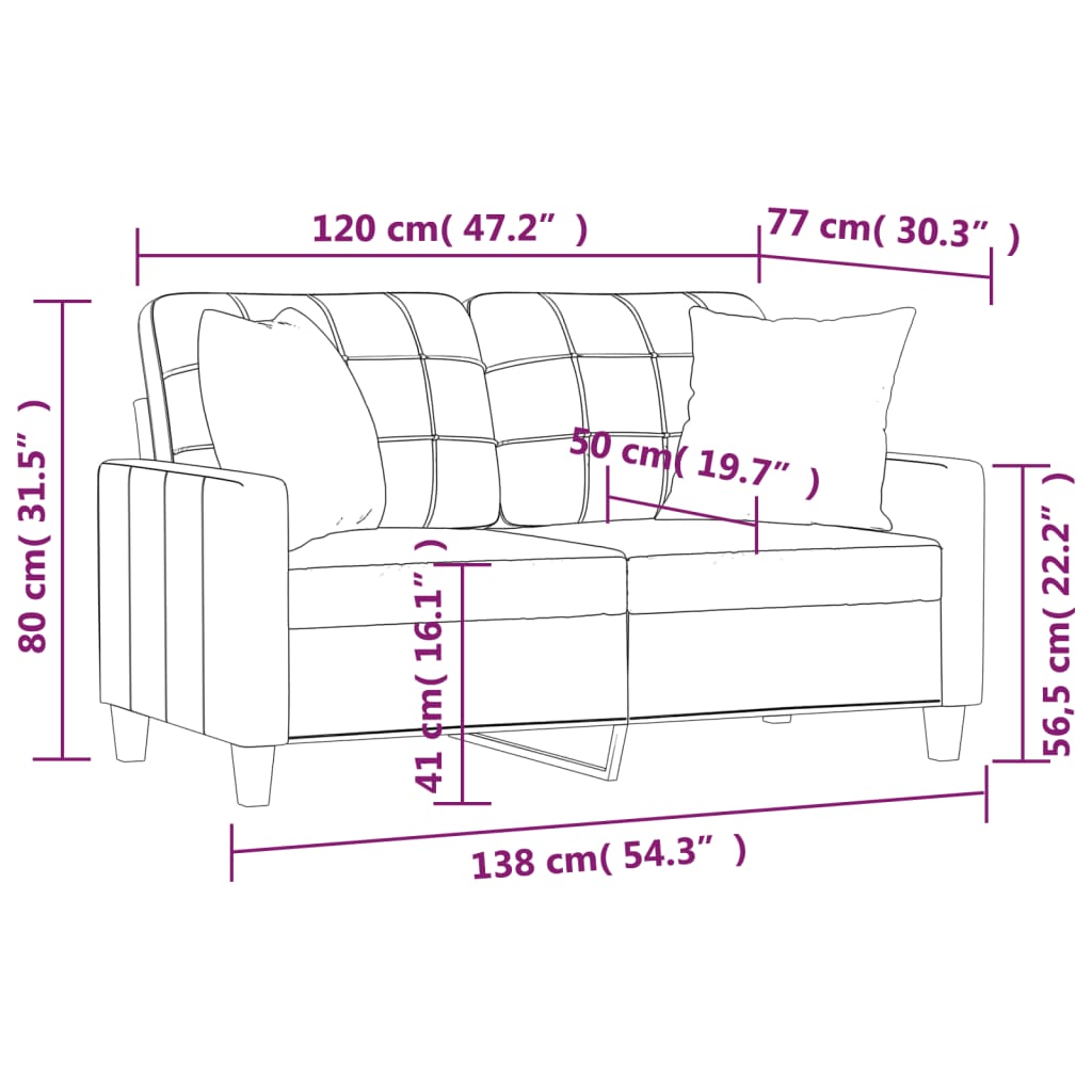 Tweezitsbank met sierkussens 120 cm kunstleer crèmekleurig is nu te koop bij PeponiXL, paradijselijk wonen!