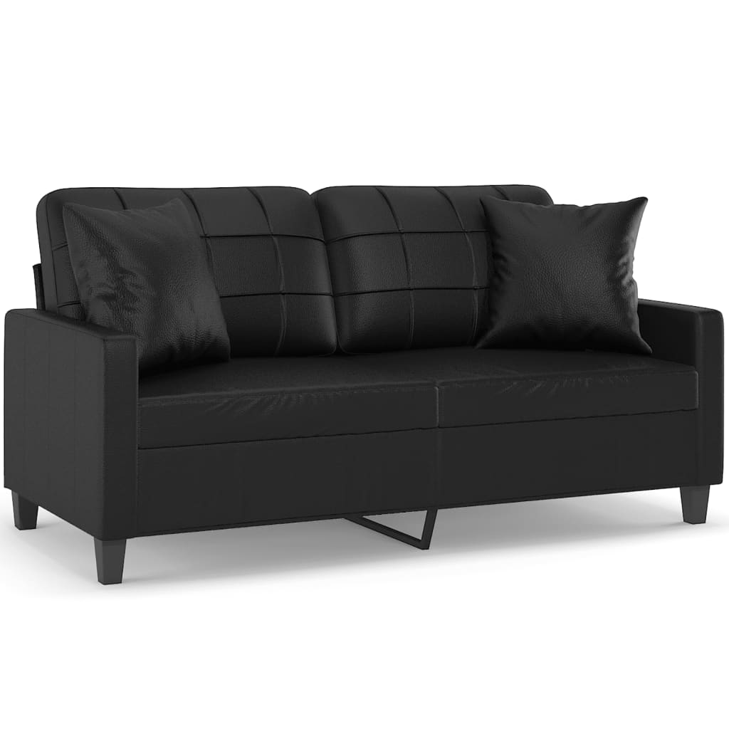 Tweezitsbank met sierkussens 140 cm kunstleer zwart is nu te koop bij PeponiXL, paradijselijk wonen!