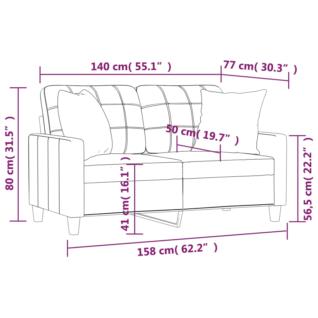Tweezitsbank met sierkussens 140 cm kunstleer zwart is nu te koop bij PeponiXL, paradijselijk wonen!