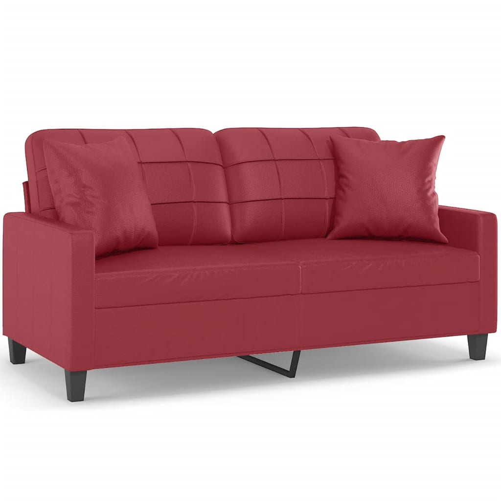 Tweezitsbank met sierkussens 140 cm kunstleer wijnrood is nu te koop bij PeponiXL, paradijselijk wonen!