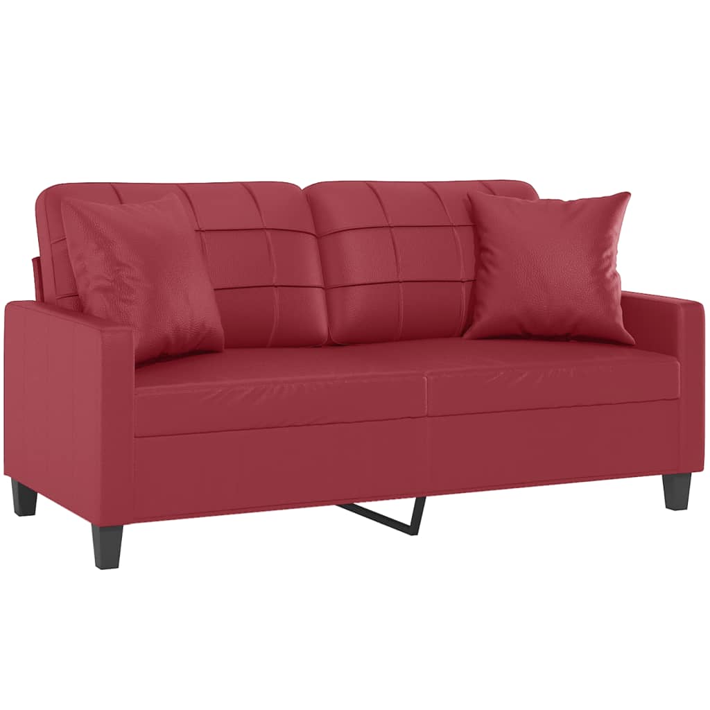 Tweezitsbank met sierkussens 140 cm kunstleer wijnrood is nu te koop bij PeponiXL, paradijselijk wonen!