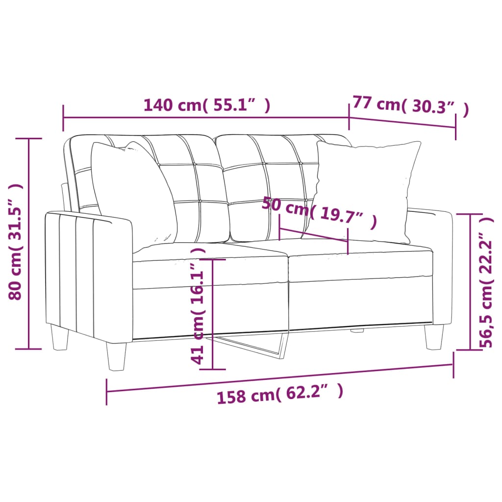 Tweezitsbank met sierkussens 140 cm kunstleer wijnrood is nu te koop bij PeponiXL, paradijselijk wonen!