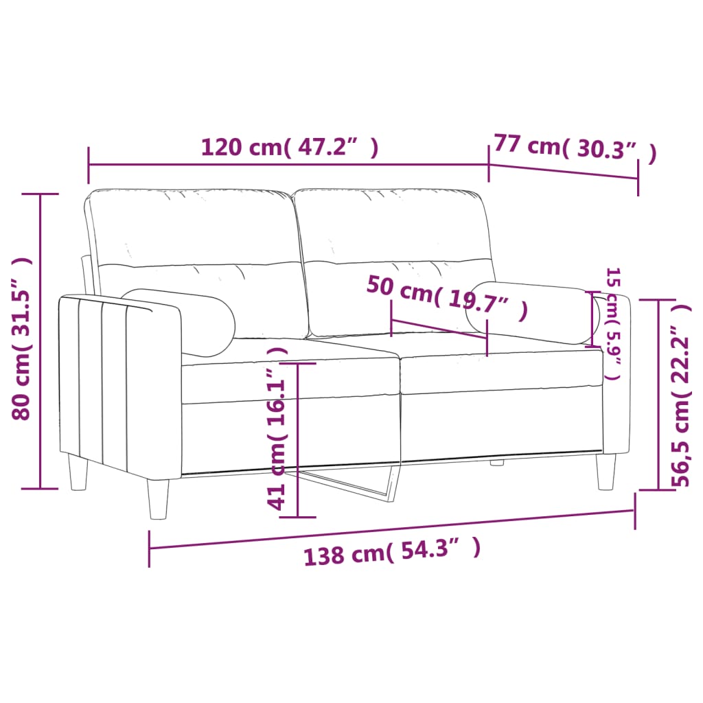 Tweezitsbank met sierkussens 120 cm stof lichtgrijs is nu te koop bij PeponiXL, paradijselijk wonen!