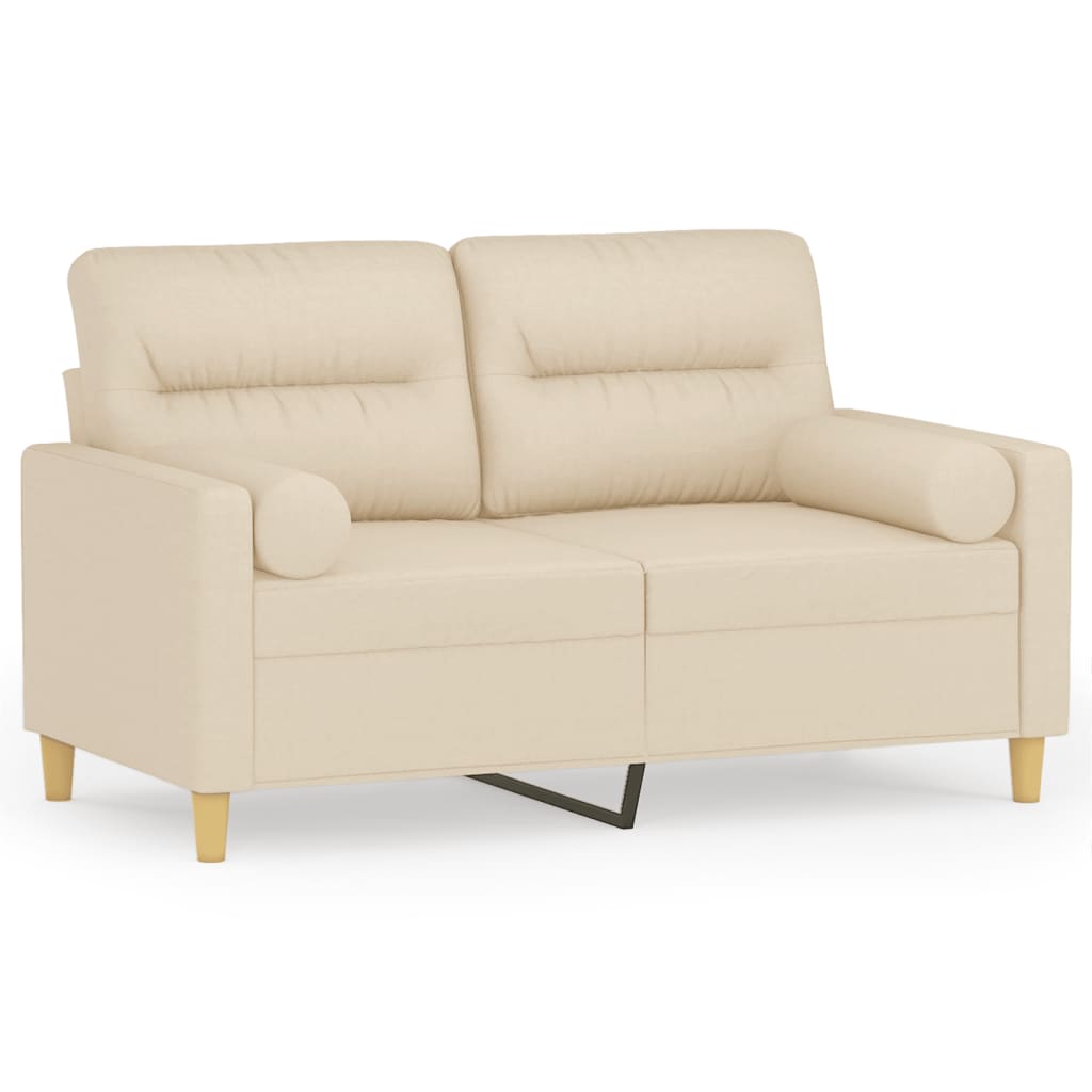 Tweezitsbank met sierkussens 120 cm stof crèmekleurig is nu te koop bij PeponiXL, paradijselijk wonen!