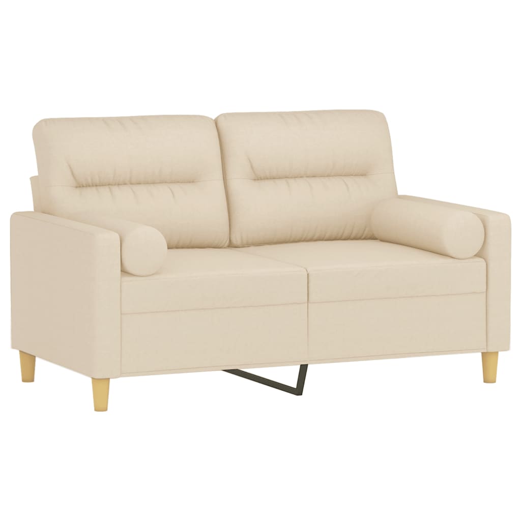Tweezitsbank met sierkussens 120 cm stof crèmekleurig is nu te koop bij PeponiXL, paradijselijk wonen!