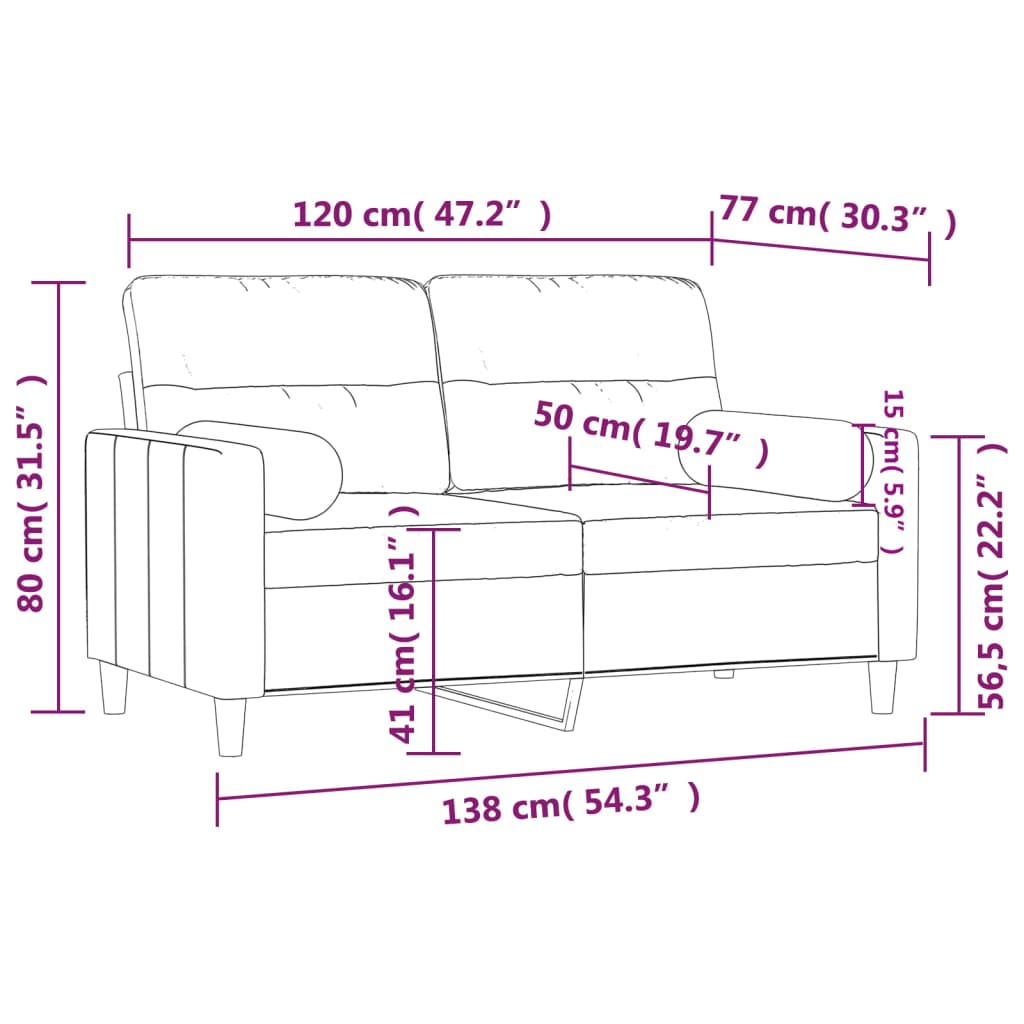 Tweezitsbank met sierkussens 120 cm stof crèmekleurig is nu te koop bij PeponiXL, paradijselijk wonen!