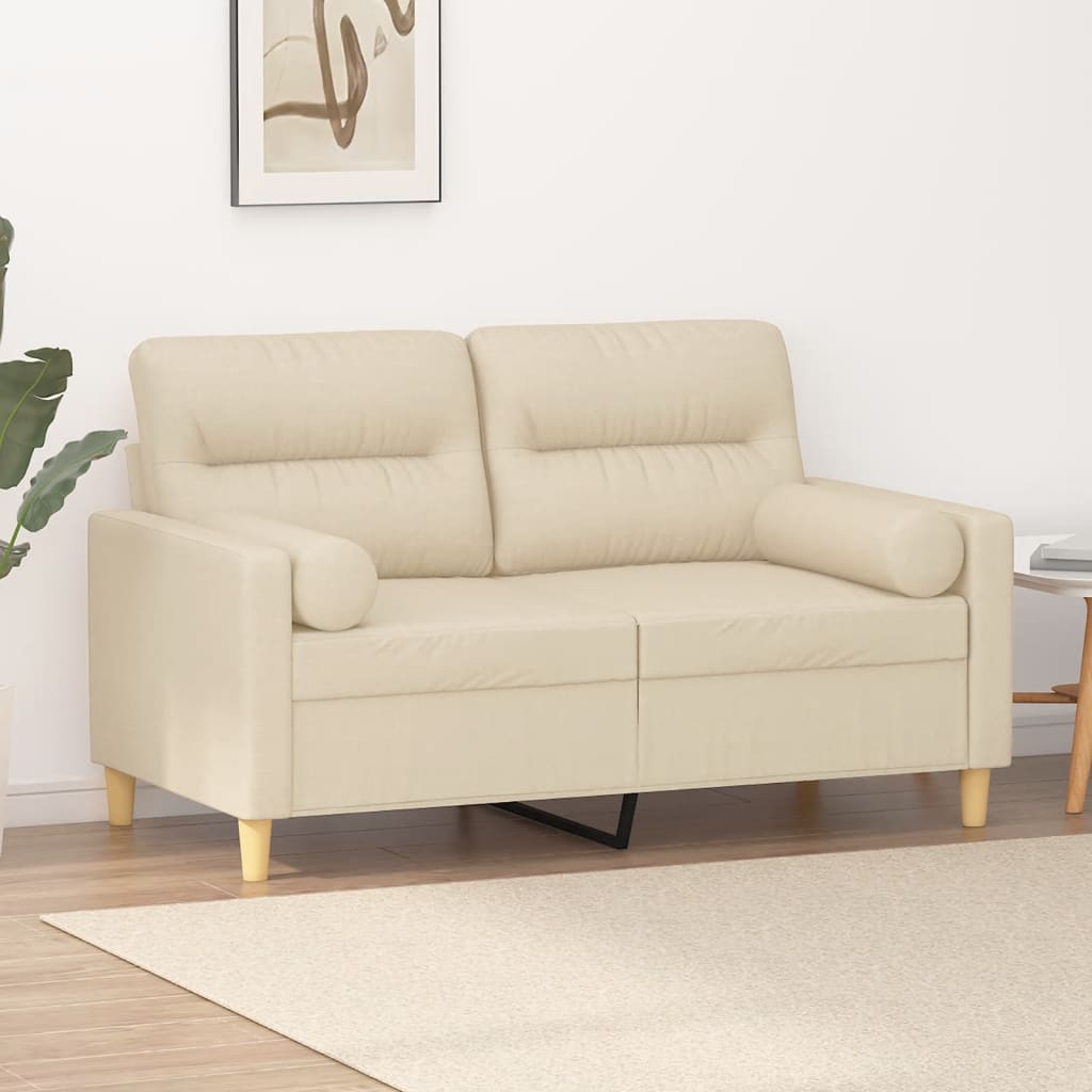 Tweezitsbank met sierkussens 120 cm stof crèmekleurig is nu te koop bij PeponiXL, paradijselijk wonen!