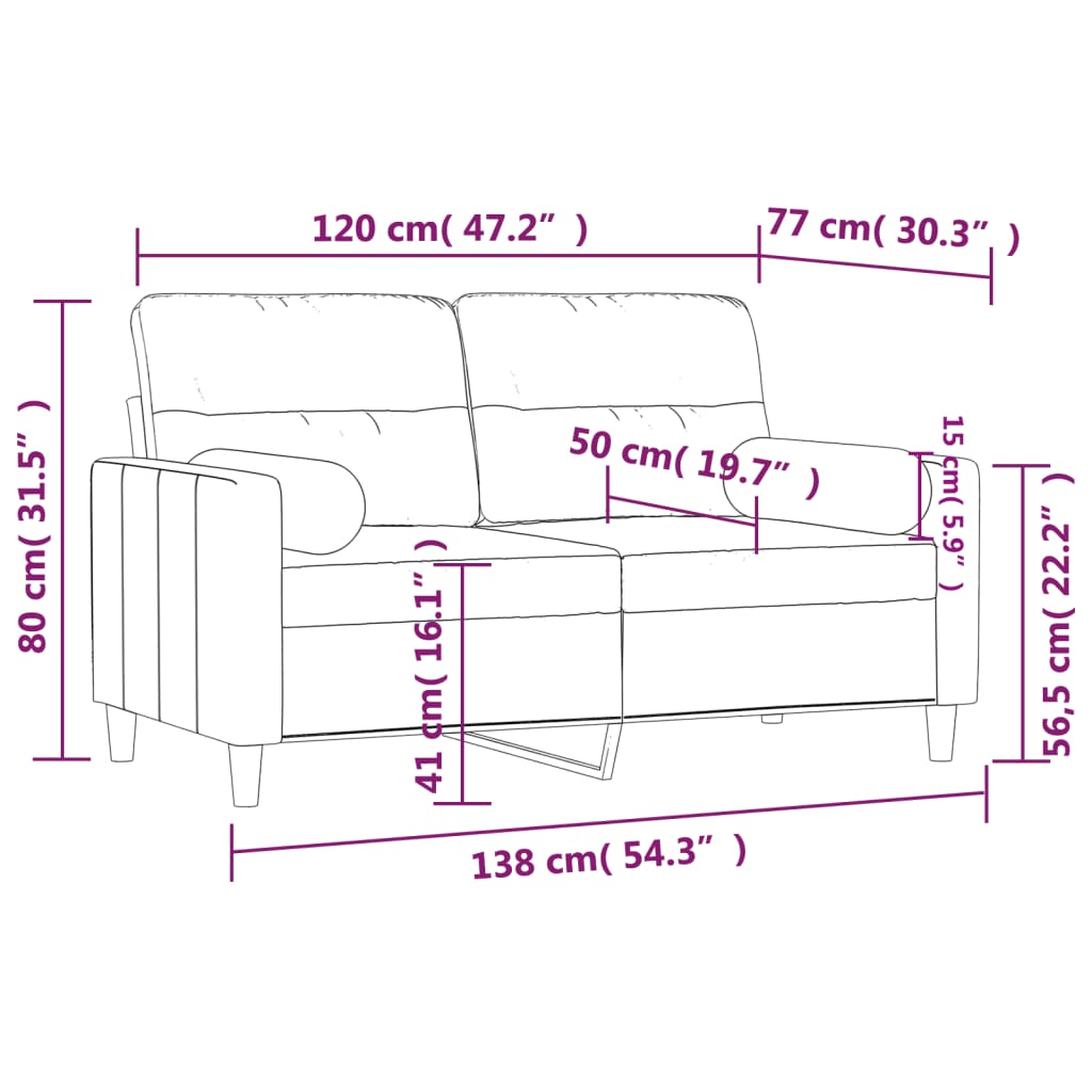 Tweezitsbank met sierkussens 120 cm stof taupe is nu te koop bij PeponiXL, paradijselijk wonen!