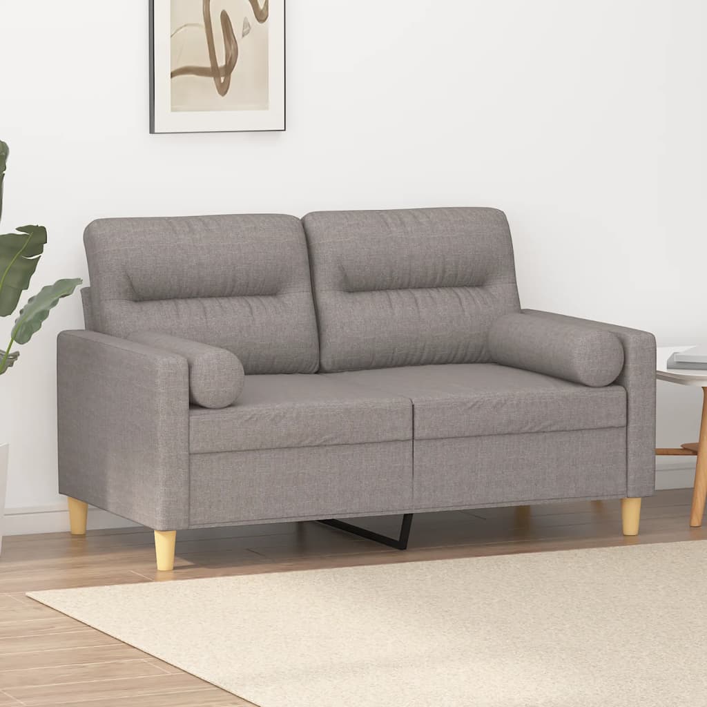 Tweezitsbank met sierkussens 120 cm stof taupe is nu te koop bij PeponiXL, paradijselijk wonen!